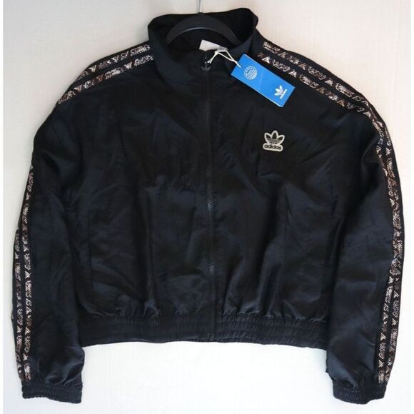 Adidas Originals HT5987 Women's Sz XL Black Snake Print Windbreaker Jacket - Picture 8 of 9